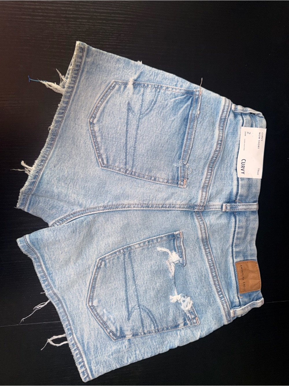 American Eagle Outfitters Light Blue Distressed Denim Shorts - Picture 2 of 2